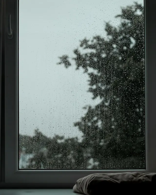 A window that has a tree outside of it